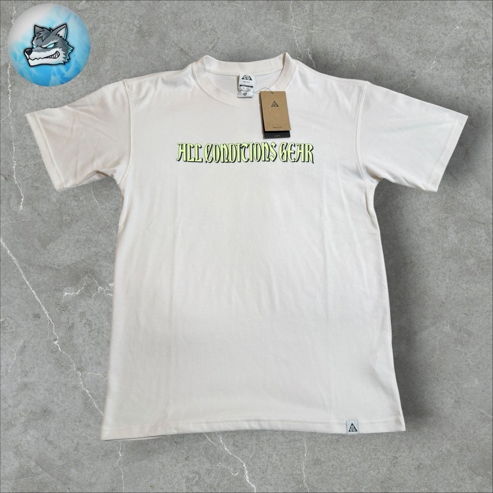 Nike ACG Dri-Fit Iguana Phantom White Green T-Shirt Men's Sz XS HJ0884-030